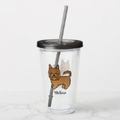 Red Australian Terrier Cartoon Dog & Naam Acryl Drinkbeker (Achterkant)
