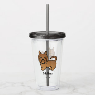 Red Australian Terrier Cartoon Dog & Naam Acryl Drinkbeker