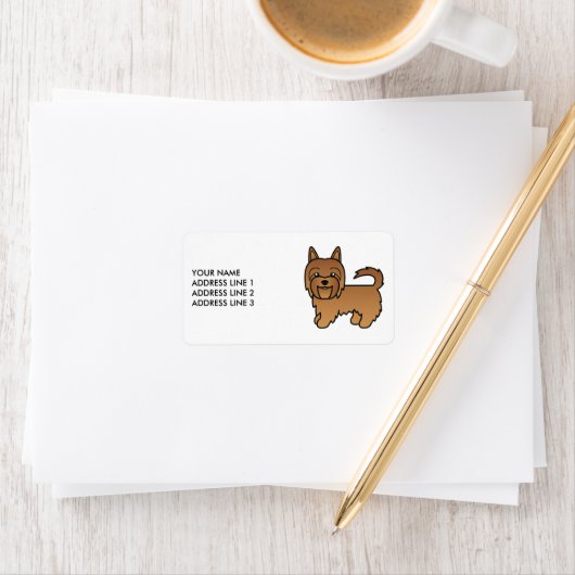 Red Australian Terrier Cute Cartoon Dog Etiket (Insitu)