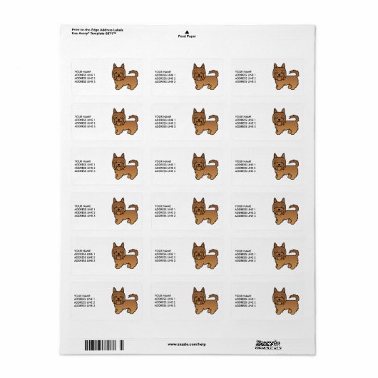 Red Australian Terrier Cute Cartoon Dog Etiket (Full Sheet)