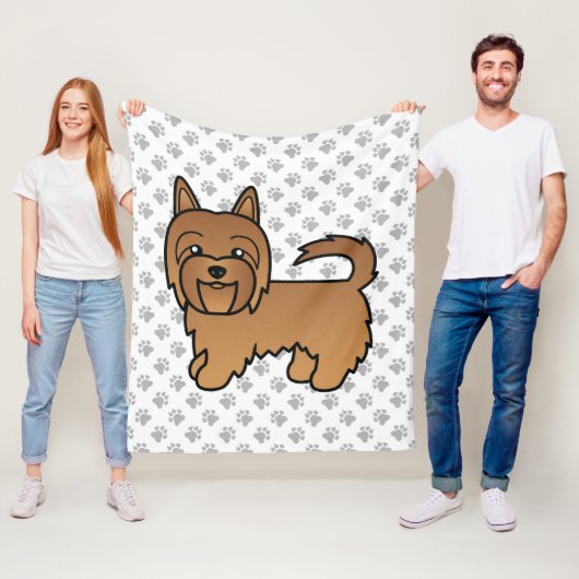 Red Australian Terrier Cute Cartoon Dog Fleece Deken (In situ)