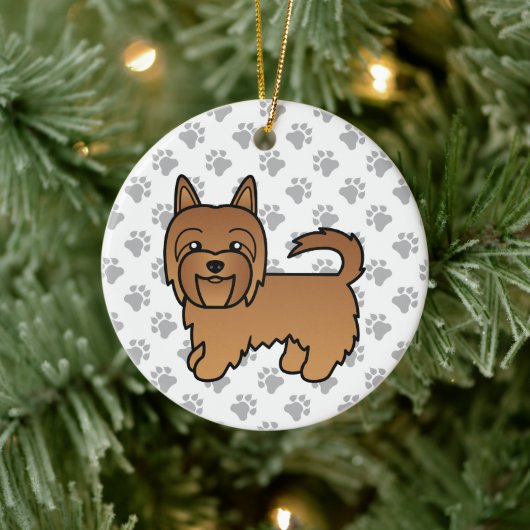 Red Australian Terrier Cute Cartoon Dog Keramisch Ornament (Boom)