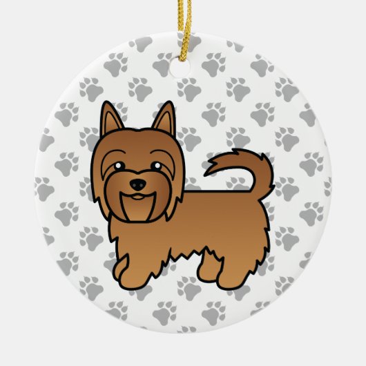 Red Australian Terrier Cute Cartoon Dog Keramisch Ornament (Voorkant)