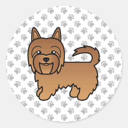 Red Australian Terrier Cute Cartoon Dog Ronde Sticker (Voorkant)