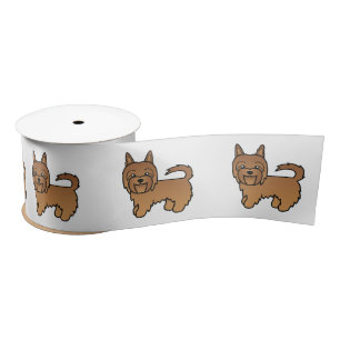 Red Australian Terrier Cute Cartoon Dog Satijnen Lint