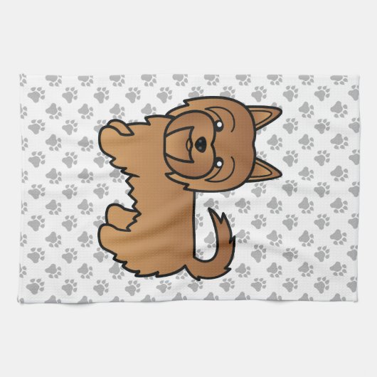Red Australian Terrier Cute Cartoon Dog Theedoek (Horizontaal)
