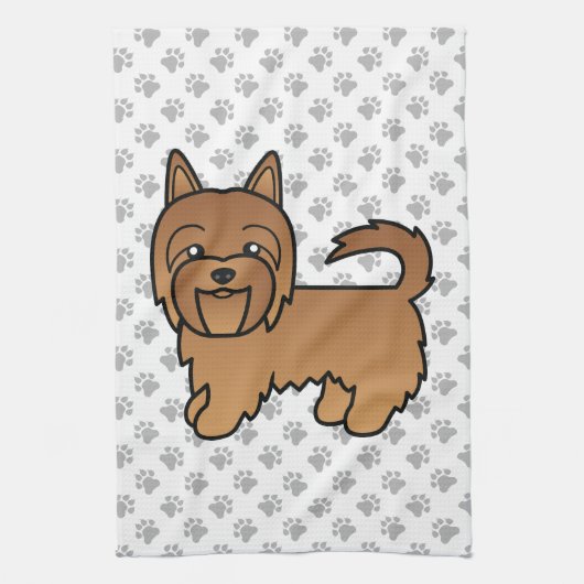 Red Australian Terrier Cute Cartoon Dog Theedoek (Verticaal)