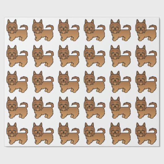Red Australian Terrier Cute Dog Pattern Cadeaupapier (Vlak)