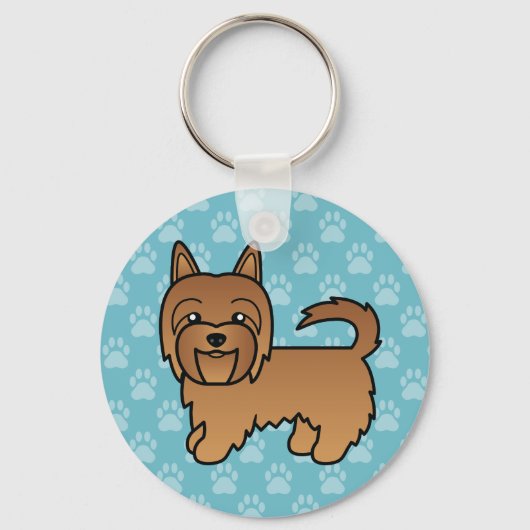 Red Australian Terrier Dog Cartoon Illustratie Sleutelhanger (Voorkant)