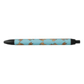 Red Australian Terrier Dog Cartoon Pattern on Blue Zwarte Inkt Pen (Voorkant)
