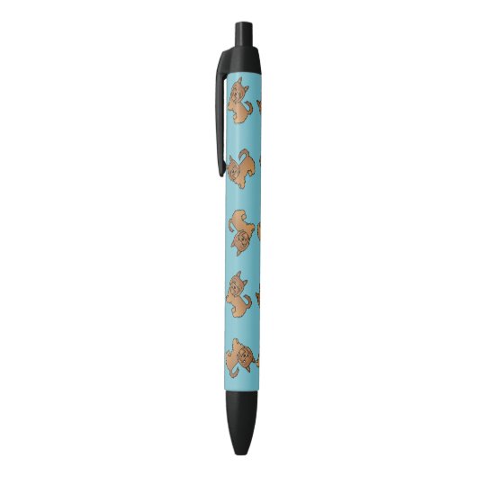 Red Australian Terrier Dog Cartoon Pattern on Blue Zwarte Inkt Pen (Top (Verticaal))