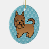 Red Australian Terrier Dog Schattigee tekening op  Keramisch Ornament (Rechts)