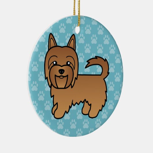 Red Australian Terrier Dog Schattigee tekening op  Keramisch Ornament (Rechts)