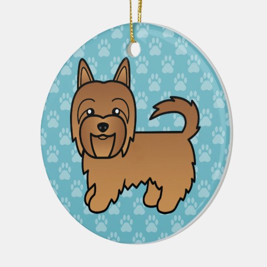 Red Australian Terrier Dog Schattigee tekening op  Keramisch Ornament (Links)
