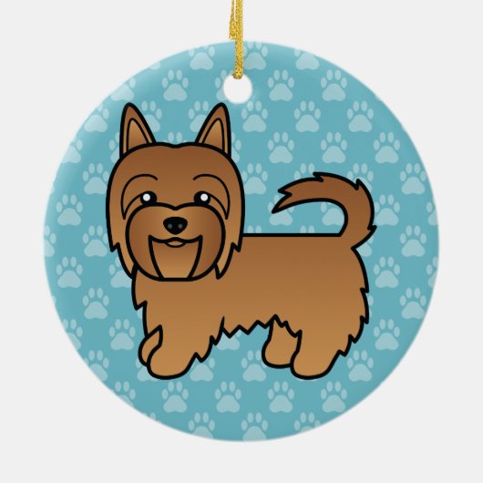 Red Australian Terrier Dog Schattigee tekening op  Keramisch Ornament (Achterkant)
