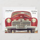 Red Auto Birthday Party Kaart (Voorkant)