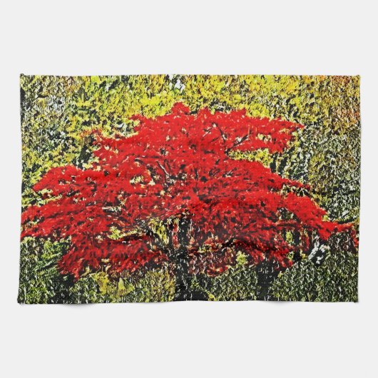 Red Autumn die Art Kitchen Towel schildert Theedoek (Horizontaal)