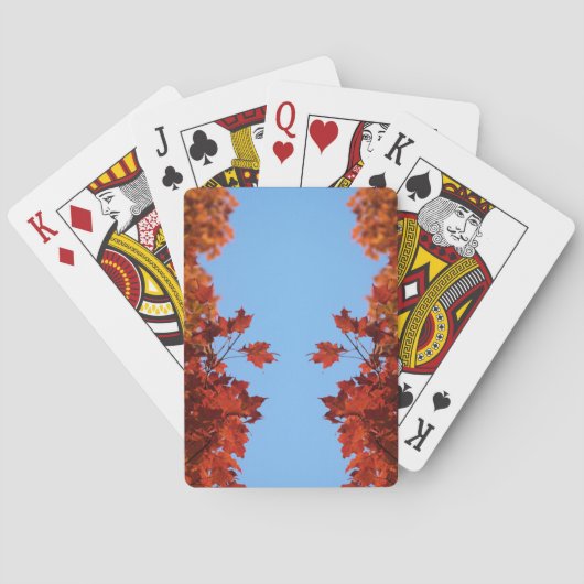 Red Autumn Leaves en Blue Sky Pokerkaarten (Achterkant)