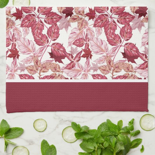 Red Autumn Leaves Kitchen Towel Theedoek (Gevouwen)