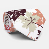 Red Autumn Leaves Pattern White Stropdas (Opgerold)