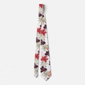 Red Autumn Leaves Pattern White Stropdas (Achterkant)