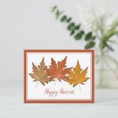 Red Autumn Maple Leaf Elegant Natuur Harvest Feestdagenkaart (Staand voorkant)