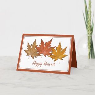 Red Autumn Maple Leaf Elegant Rustic Harvest Feestdagen Kaart