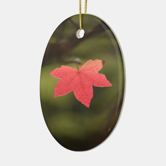 Red Autumn Maple Leaf Natuur Foto Keramisch Ornament (Links)