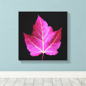 Red Autumn Maple Leaf on Black Floral Canvas Afdruk (Insitu (Houten vloer))
