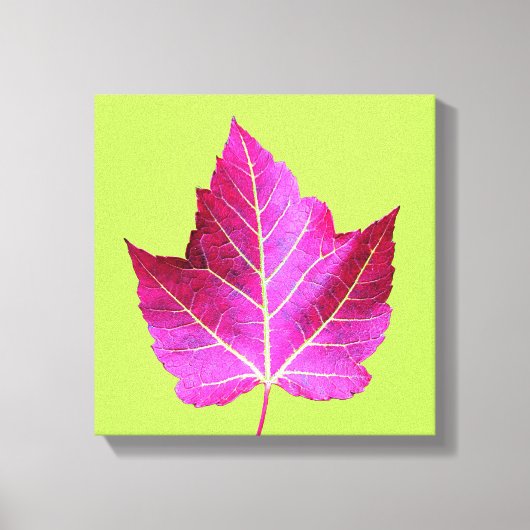 Red Autumn Maple Leaf on Green Floral Canvas Afdruk (Voorkant)
