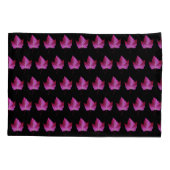 Red Autumn Maple Leaf Pattern on Black Floral Kussensloop (Achterkant-Links)