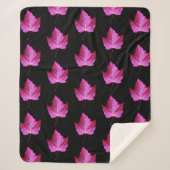 Red Autumn Maple Leaf Pattern on Black Floral Sherpa Deken (Voorkant)