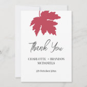 Red Autumn Maple Leaf Weddenschap Bedankt (Voorkant)