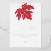 Red Autumn Maple Leaf Weddenschap Harver Folie Uitnodiging (Voorkant)