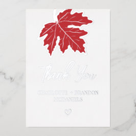 Red Autumn Maple Leaf Weddenschap Harver Folie Uitnodiging