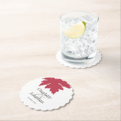 Red Autumn Maple Leaf Wedding/Verloving Favors Kartonnen Onderzetters (Insitu)