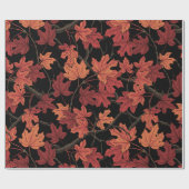 Red Autumn maple leaves on black Cadeaupapier (Vlak)