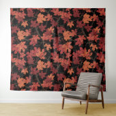 Red Autumn maple leaves on black Wandkleed (In Situ (horizontaal))