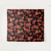 Red Autumn maple leaves on black Wandkleed (Voorkant (horizontaal))