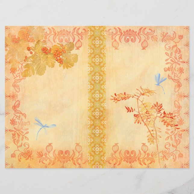 Red Autumn Unlining Junkjournal-papier (Voorkant)