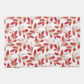 Red Autumn Waterverf Gelaagde bladeren Patroon Theedoek (Horizontaal)