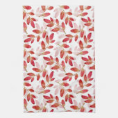 Red Autumn Waterverf Gelaagde bladeren Patroon Theedoek (Verticaal)