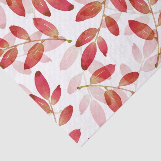 Red Autumn Waterverf Gelaagde bladeren Patroon Tissuepapier (Detail)