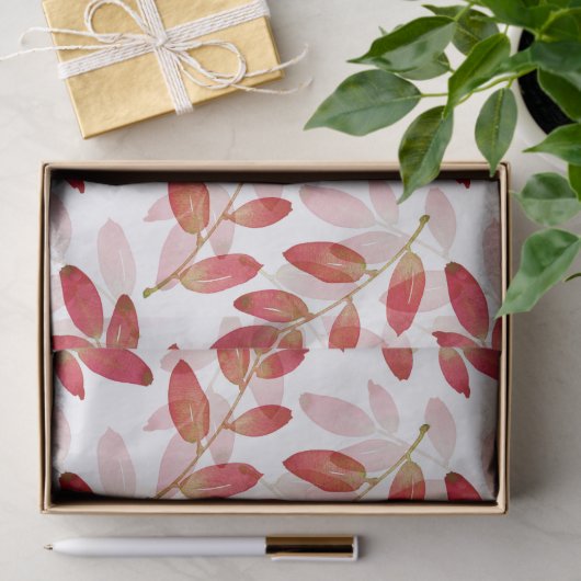 Red Autumn Waterverf Gelaagde bladeren Patroon Tissuepapier (Geschenk)