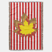 Red Autumnal Stripes met Leaves Deken (Voorkant Verticaal)