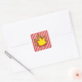Red Autumnal Stripes met Leaves Vierkante Sticker (Envelop)