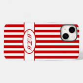 Red Autumnal Stripes met monogram Case-Mate iPhone Case (Achterkant (horizontaal))