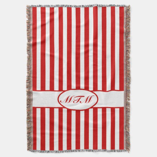 Red Autumnal Stripes met monogram Deken (Voorkant Verticaal)