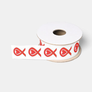 Red Awareness Heart Gepersonaliseerd Art Ribbons Grosgrain Lint