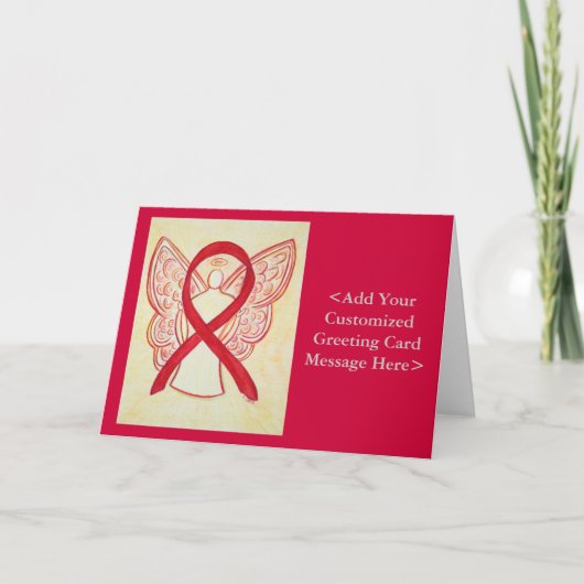 Red Awareness Ribbon Angel - Aangepaste kaarten (Voorkant)